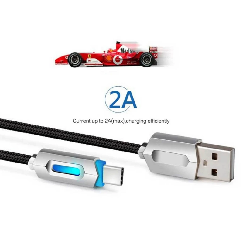 100 см светодиодный Micro USB кабель из цинкового сплава и нейлона для быстрой зарядки