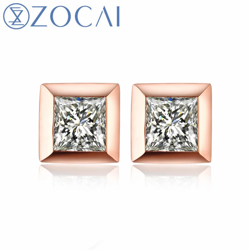 

ZOCAI Brand Earrings Real Natural 0.14 CT Certificated Diamond 18K Rose Gold (AU750) Party Gift Earrings E80062T