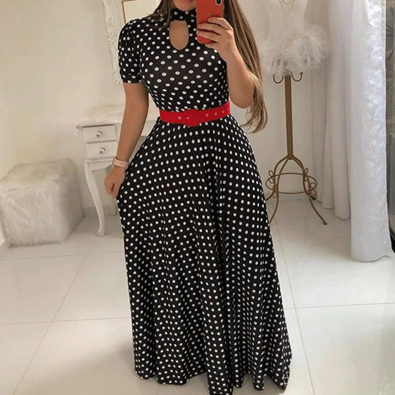 Для женщин элегантное платье пикантные модные Boho печать и развевающейся юбкой трапециевидного силуэта Стиль летние каникулы женские Вечерние Коктейльные Пляжное длинное платье