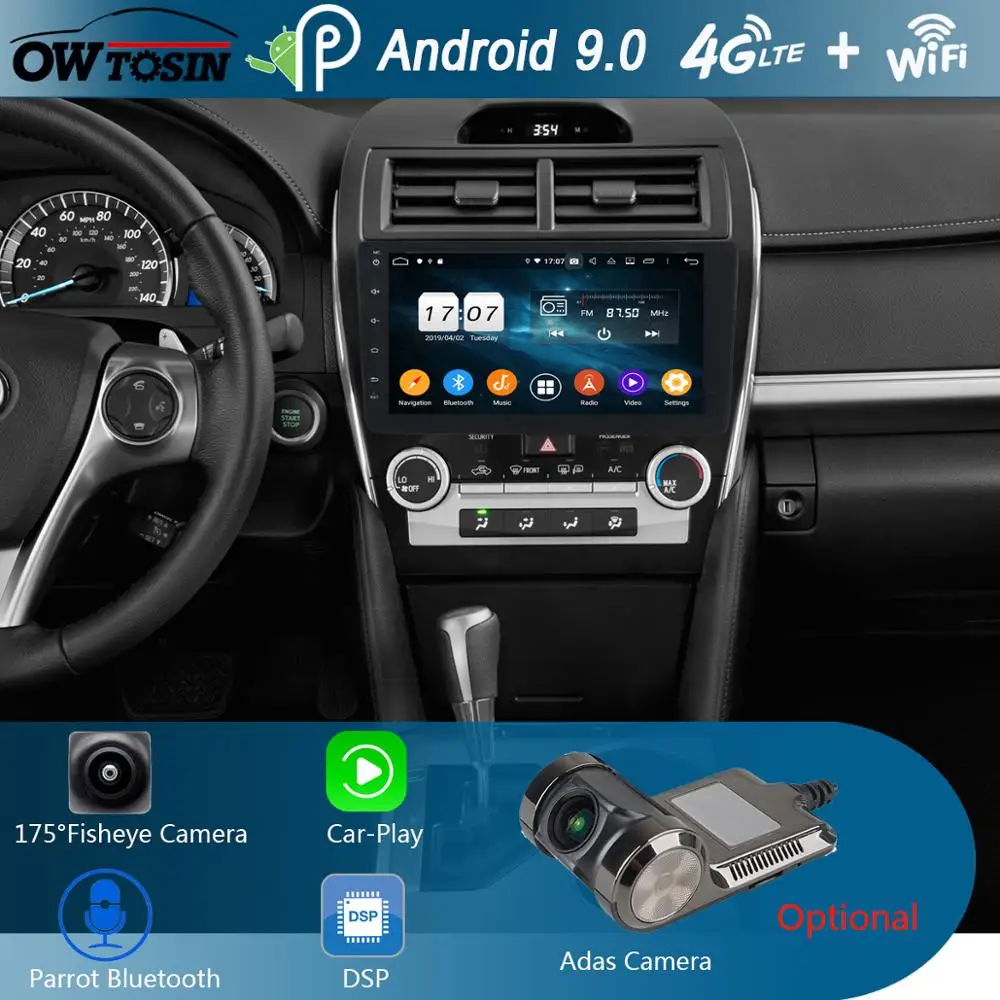10 1 &quotIPS 8Core 4G + 64G Android 9 0 автомобильное радио GPS Мультимедиа для Toyota Carmry 2012 2013 2014 2015