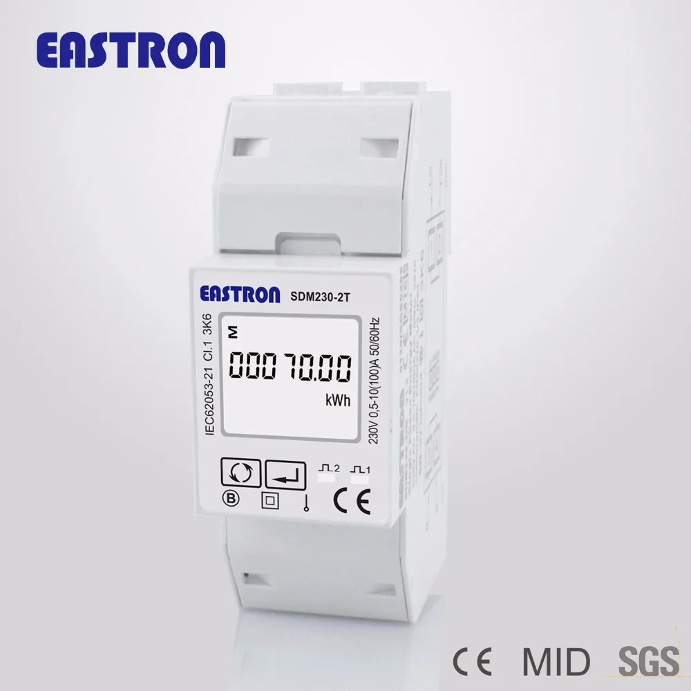 SDM230-2T MID одиночный фазовый измеритель энергии, 220/230 V, Pulse/выходом Modbus, RS485, дистанционного общения с AMR/scada-системы, средней длины