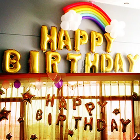 13 шт./компл. 16 дюймов золотые с днем рождения письмо в форме сердца воздушные шары