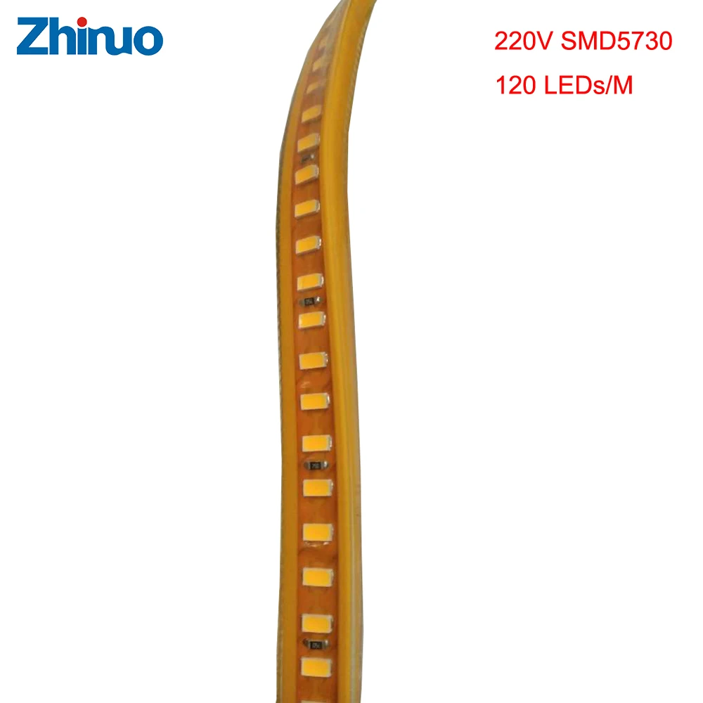 Светодиодная лента 220 В переменного тока SMD5730 теплый белый свет 120 светодиодов/м