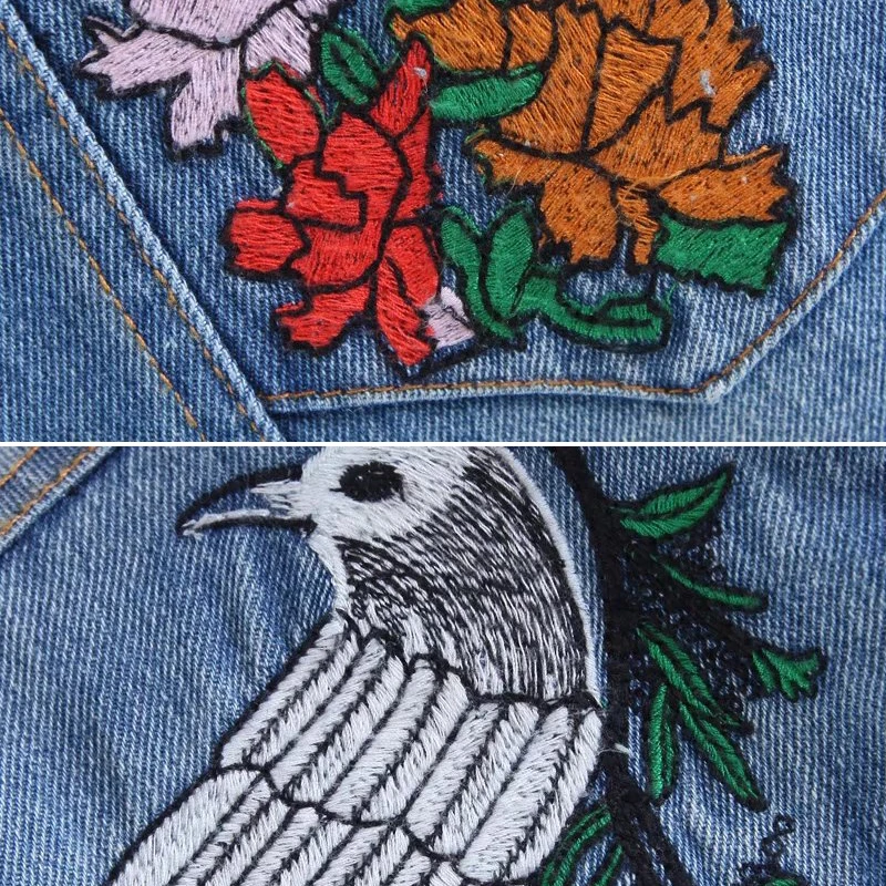 Демисезонный Новый Для женщин пальто 2018 Женский печати джинсовая куртка