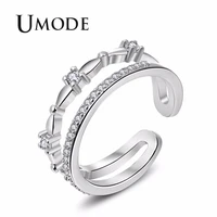 umode adjustable wedding rings for women bridal engagement wedding jewelry clear cz femmale accessories whole finger ring ur0430