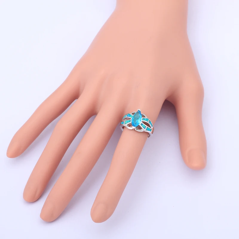 Лидер продаж модные брендовые серебро штамп ювелирные изделия Синий Opal