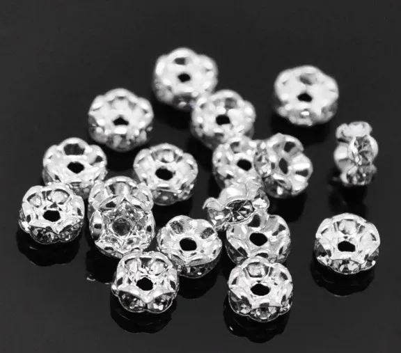 

Free shipping! A 6mm Flower Side Rhinestone Rondelle Spacers Beads