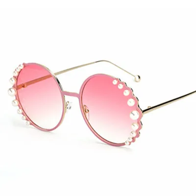 C2 ClearRed.L Emosnia круглые жемчужные солнцезащитные очки Modis Oculos De Sol feminino Роскошные винтажные женские брендовые дизайнерские солнцезащитные очки градиентные UV400 - Цвет линз: C2 ClearRed.L