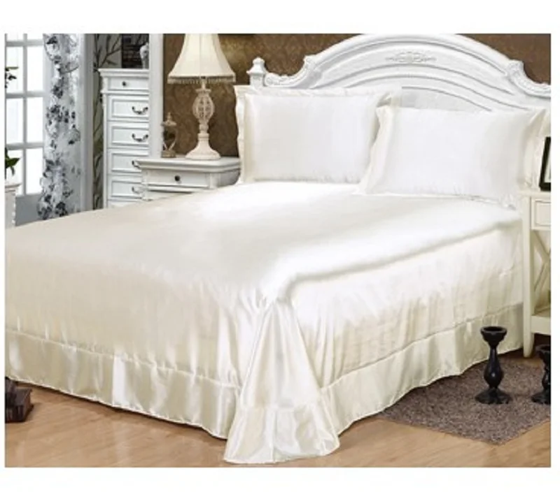

Bed Sheet set Silk bedding sets Chinese satin sheets bedspreads bedsheet solid Cal king size queen full twin Customize 3PCS