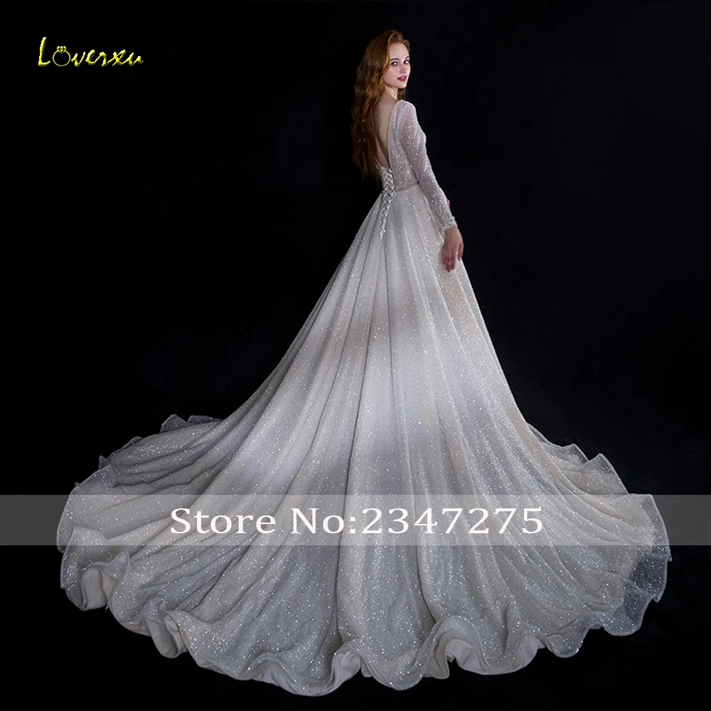 Свадебное платье с длинным рукавом Loverxu Vestido De Noiva кружевное открытой спиной