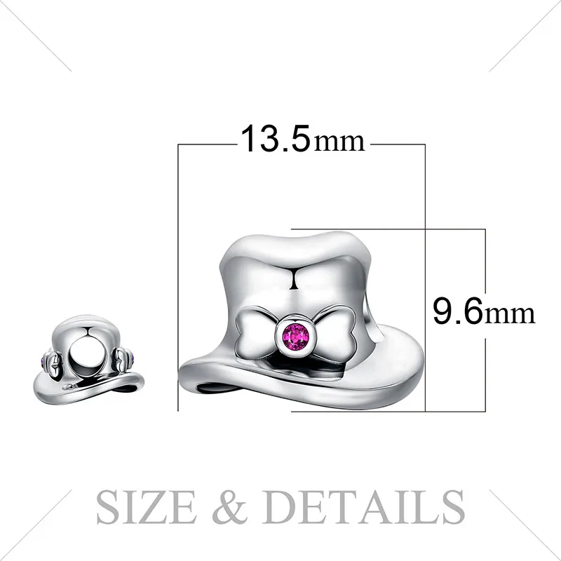 JewelryPalace 925 пробы серебро Top Hat Лук СОЗДАН Ruby Шарм бисер Fit Браслеты Новая горячая Распродажа для Для женщин как Baetuiful подарки