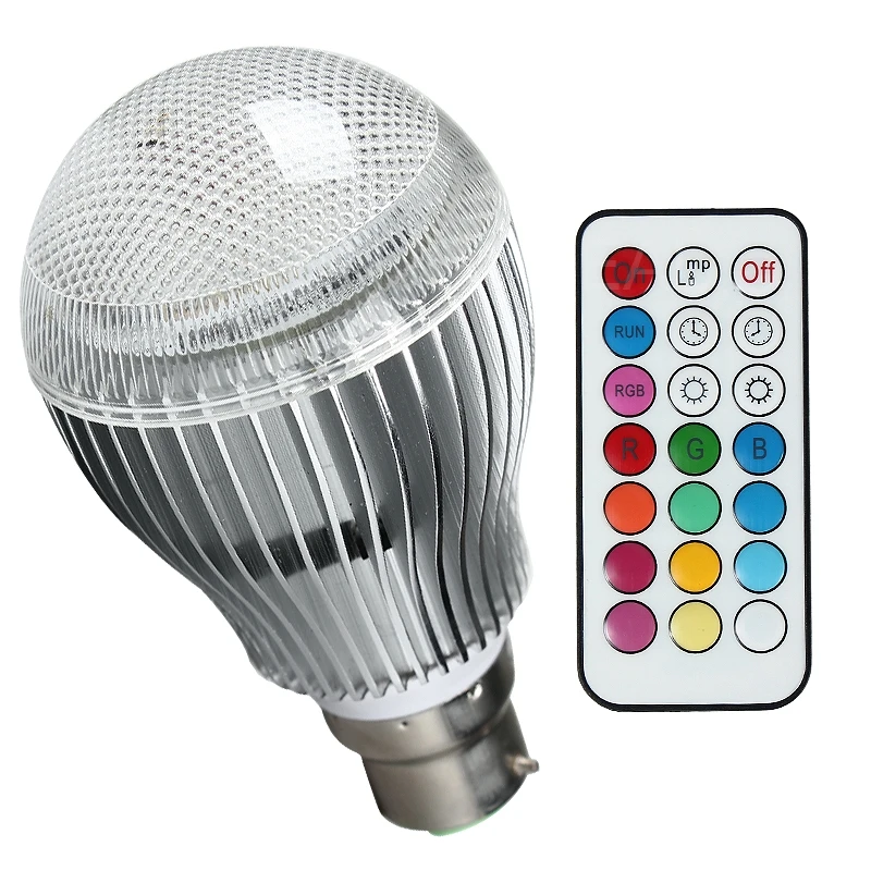Новая Светодиодная лампа RGB 9 Вт B22 с дистанционным управлением Светодиодный