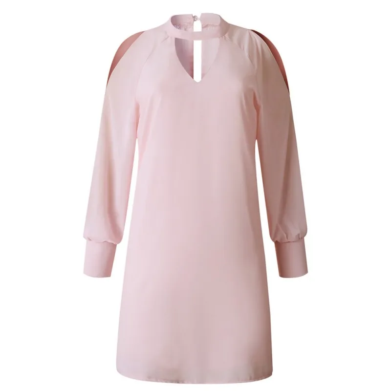 2019 Newest Sexy Off Shoulder Dress Fashion Women Long Sleeve V Neck Mini Casual Solid Party Vestidos | Женская одежда