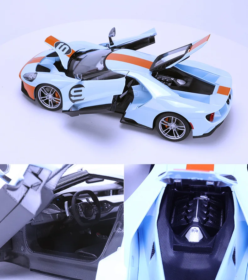 1:18 Модель спортивного автомобиля из сплава для Ford GT с рулевым колесом и управлением на переднем колесе