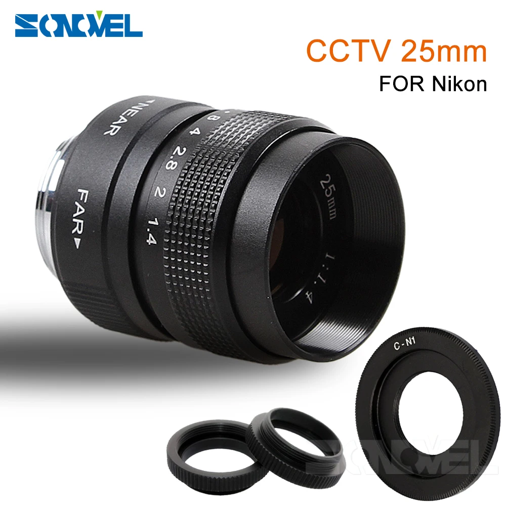 

Fujian 25mm CCTV Camera Micro Lens TV Movie Fixed Focus F1.4 C-N1 Mount for Nikon 1 J5 S2 J4 V3 AW1 S1 J3 V2 J2 J1 V1 Mirrorless