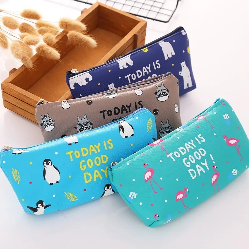 

1 PC Kawaii Cartoon Animal PU Pen Bags Box Cute Leather Pencil Cases Pouch Student Gift Office School Stationary Supplies 04938