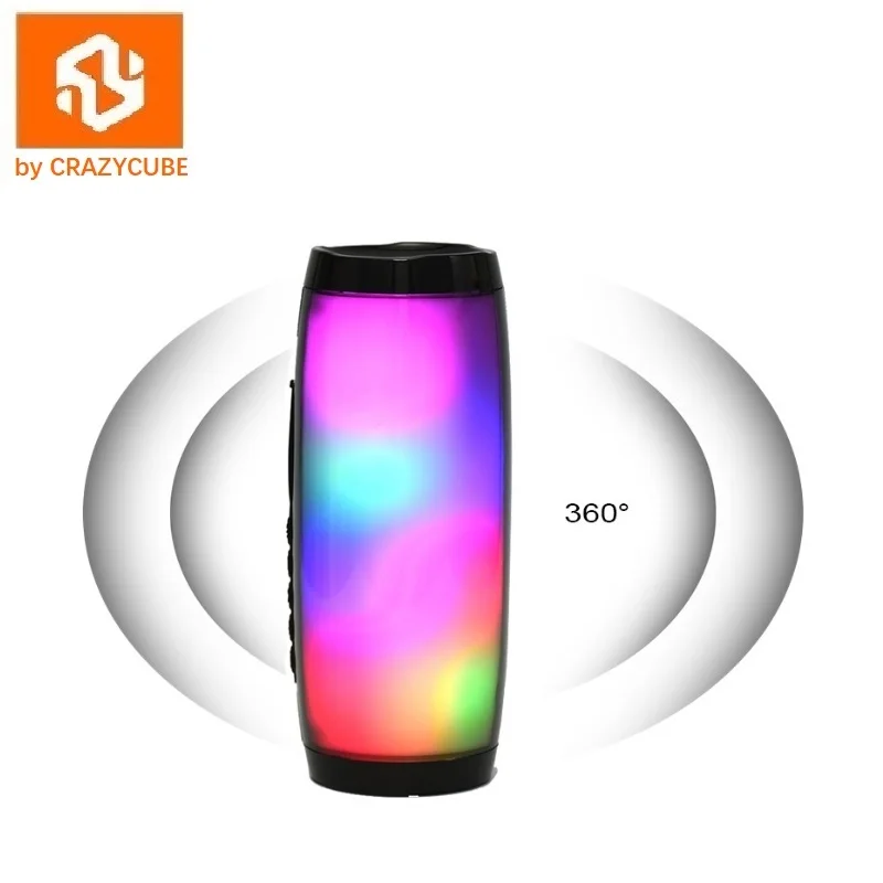 CrazyCube импульсный светодиодный беспроводной портативный Bluetooth динамик лучше, чем jbl с fm-радио 10 Вт двойной пассивный бас объемный стерео