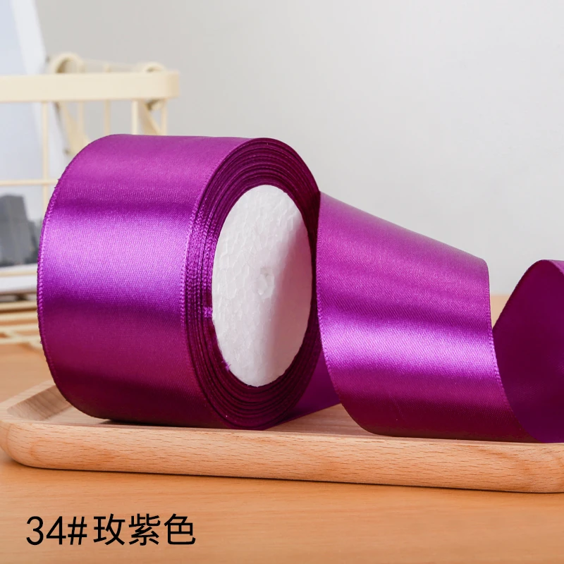 6-10-15-20-25-40-50 мм шелковые атласные ленты DIY Искусственные розы цветы Свадьба День Рождения Вечеринка Конфеты Подарочная коробка упаковочные ленты - Цвет: Rose Purple