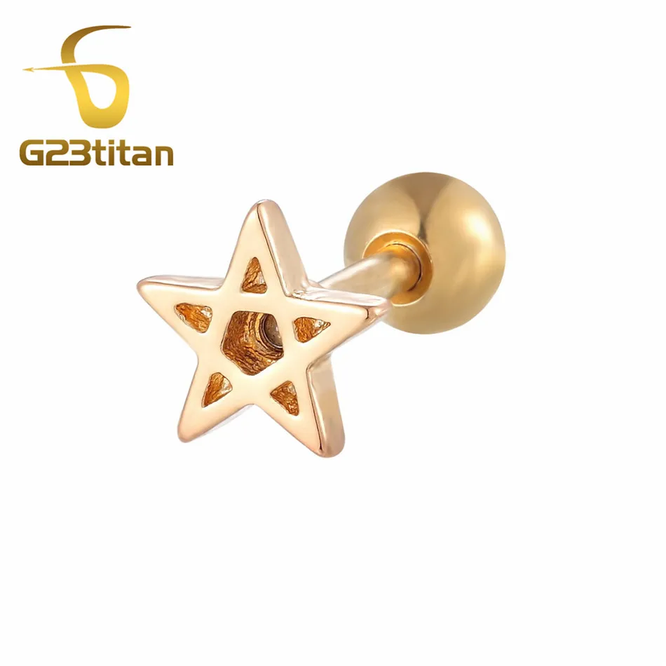 G23titan Рок Геометрическая Звезда пирсинг для ушей бар 16 г 6 мм штанга для Ушная мочка хряща Rook ювелирные изделия для пирсинга тела кольцо в хрящ уха - Окраска металла: tragus earing