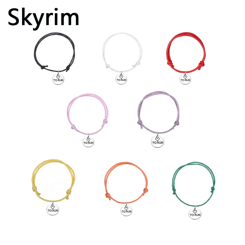 Круглые амулеты Skyrim 10 шт./лот регулируемые модные восковые браслеты из шнуров с