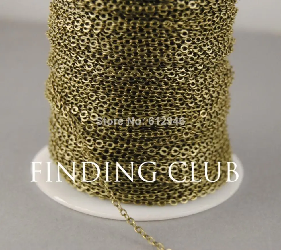 

5meters 2mm Brass Bronze Flat Cable Chain DIY Necklace Jewelry Findings C01 Soldered