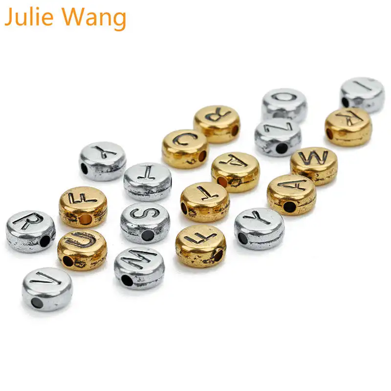 Julie Wang 100 шт. 7 мм акриловые круглые буквы бусины случайный смешанный Алфавит