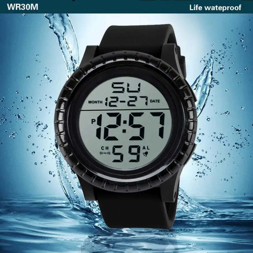 HONHX Fashion Men's LED quartz wristwatches watches men waterproof watch pour 2018 Digital Quartz Military Sport Date Watch #D | Наручные