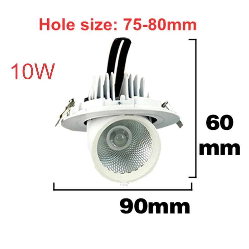 

LED downlight 10W 15W 25W 30W adjustable 360 Degree led light 3000K/4000K/6000K Recessed Trunk downlight AC85-265V Dimmable