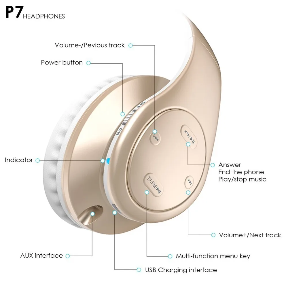 Cinpusen P7 Black Rose золото Беспроводной Bluetooth наушники девушка молодая гарнитура с