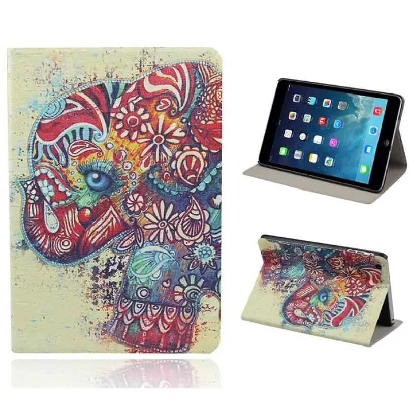 Кожаный чехол подставка С Рисунком Слона для ipad mini 2 Retina U0306|cover for ipad|cover minifor |