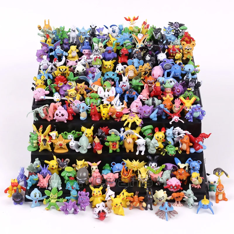 Аниме мультфильм Монстры Gengar Lucario Psyduck Vaporeon Ampharos мини ПВХ Фигурки игрушки для детей подарок 192 шт./лот 2~ 3 см