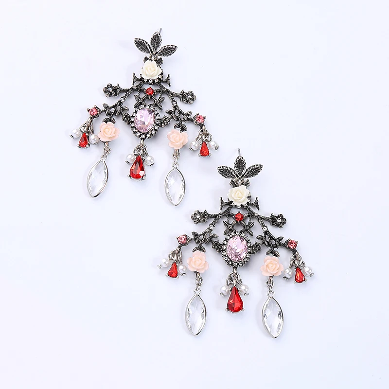 New Fashion Jewelry Vintage Ethnic Flower Acrylic Earrings For Women Multicolor Crystal Water Drop Party Accessories | Украшения и