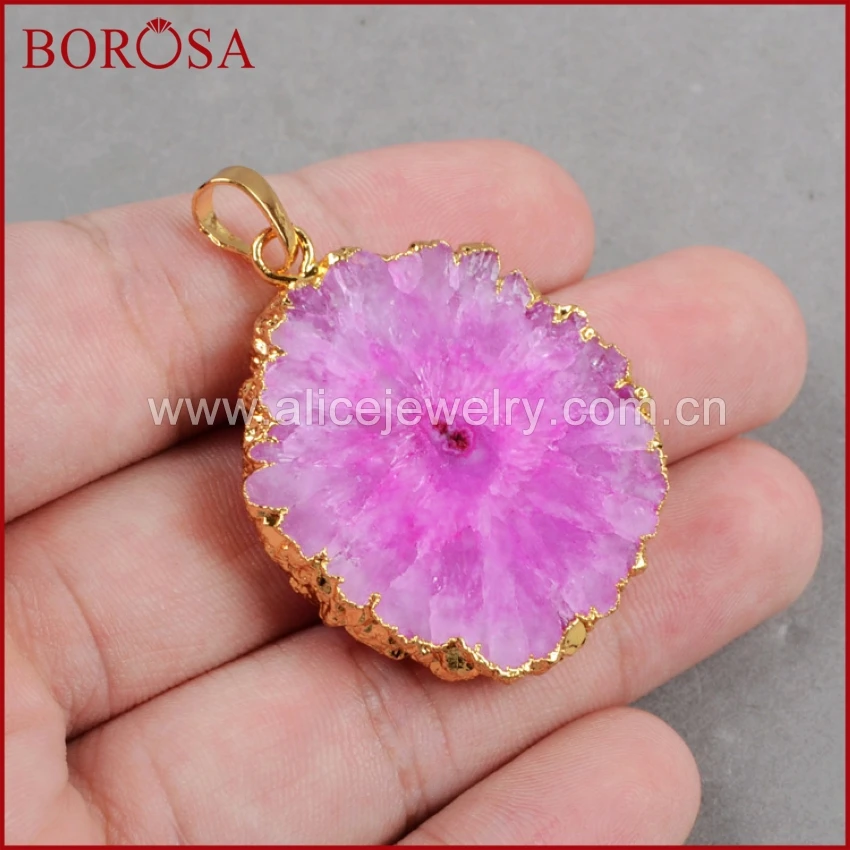 BOROSA бесплатная доставка золотая Радужная солнечная Кварцевая подвеска бусы