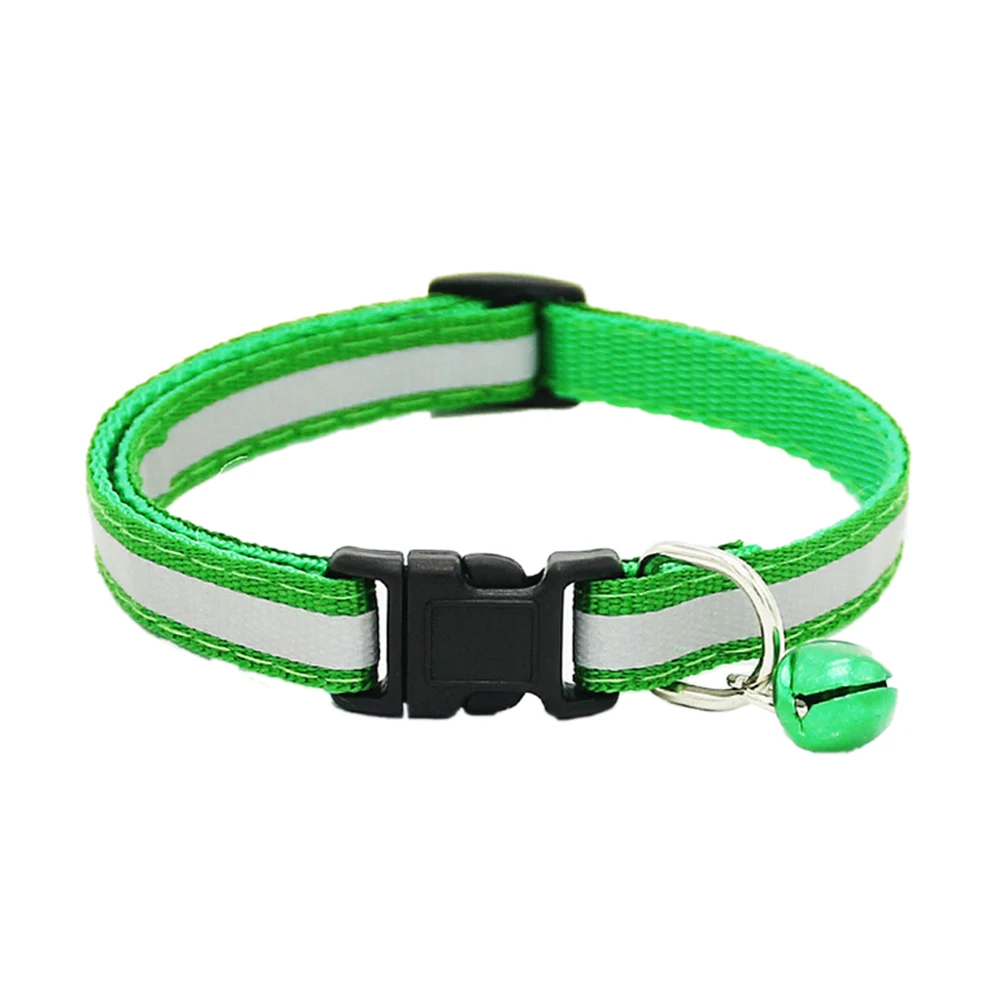 

Colorful Cute Dog Pet Glossy Reflective Collar Safety Buckle Bell Strap 6 Colors Adjustable Strap