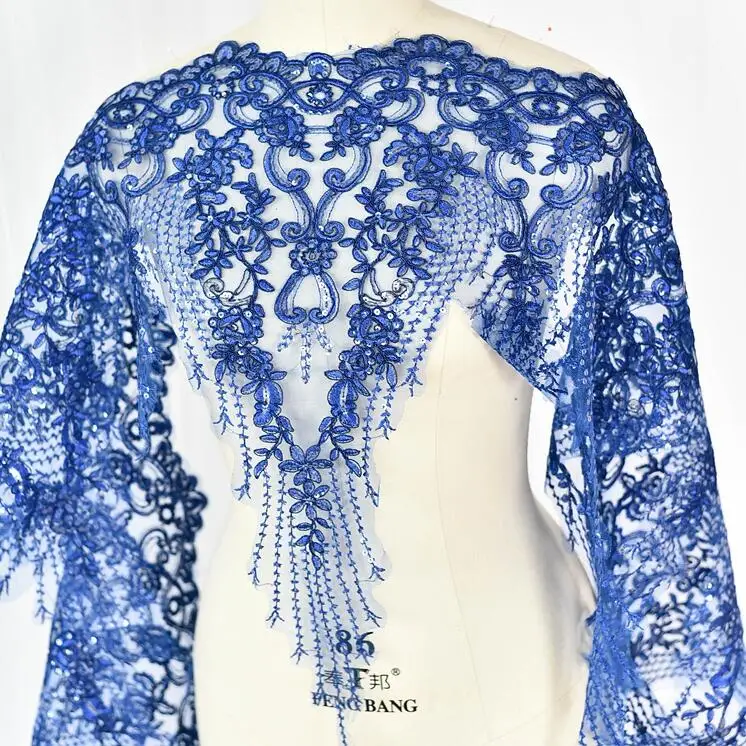 royal blue 1 ярд Блестки цвета слоновой кости белый розовый черный синий кружевная ткань цветок Венеция Аппликация с кружевной отделкой швейное ремесло для свадьбы Dec 60 см - Цвет: royal blue