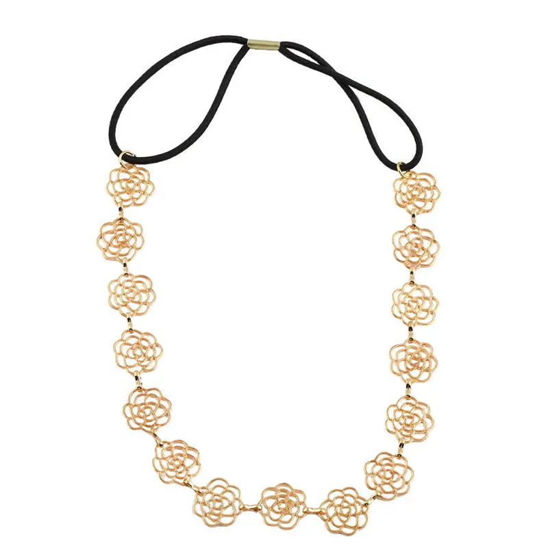 1 шт. новая мода милый металлический женский полый розовый цветок эластичная