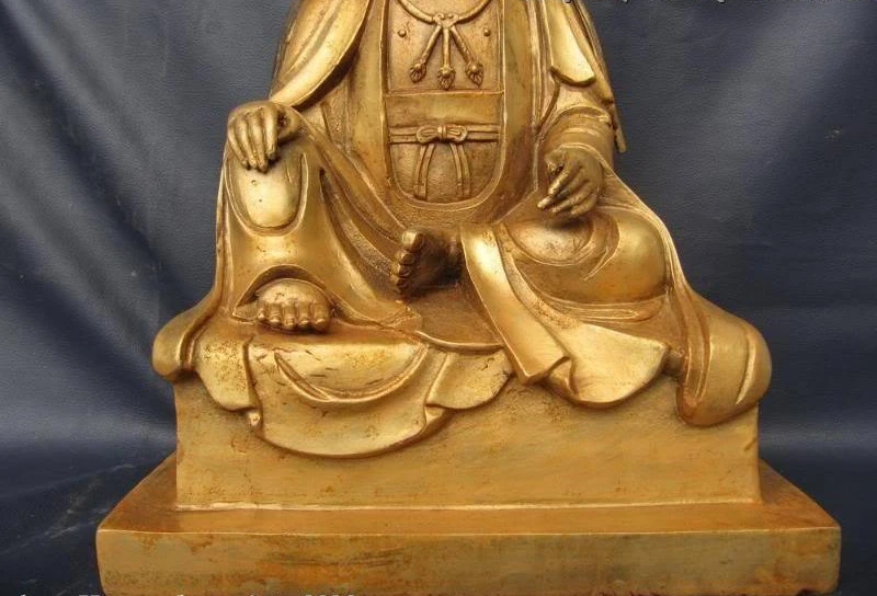 Китайская Бронзовая позолота kwan-Yin Bodhisattva Guan Yin статуя Будды | Дом и сад