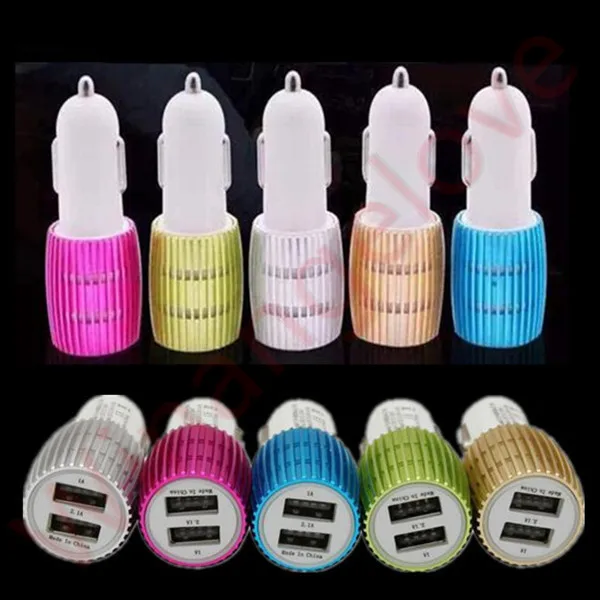 100 шт. автомобильное зарядное устройство с двумя usb-портами 2 порта синий