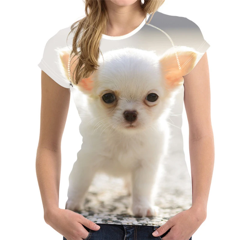 Женская футболка с принтом Shih Tzu эластичная рисунком собаки базовая размера плюс