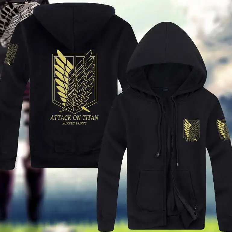 Атака Титанов Толстовка Shingeki no Kyojin 3xl зимнее пальто Косплей Eren куртка Levi для
