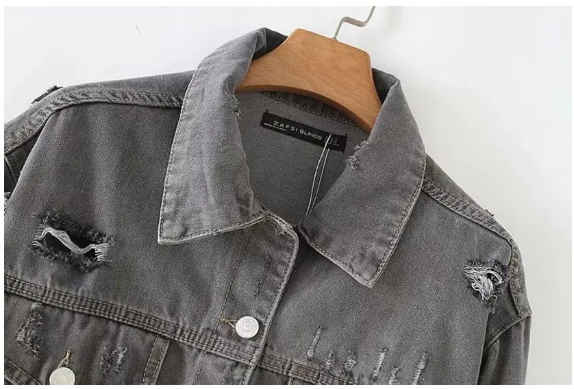 HCBLESS 2019 Denim Jackets Women inverted pocket denim jacket short Loose Spring Autumn Coat Jean | Женская одежда