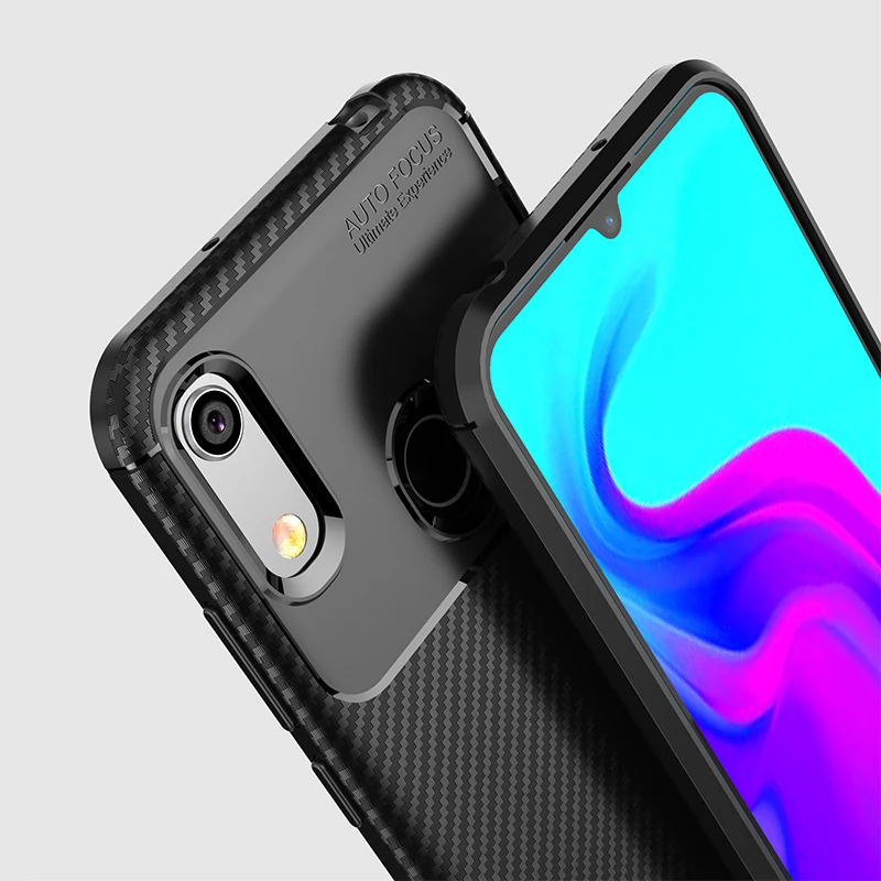 For Huawei Honor 8A Pro Case Soft Silicone TPU Carbon Fiber Texture Shockproof Protective Back Cover |