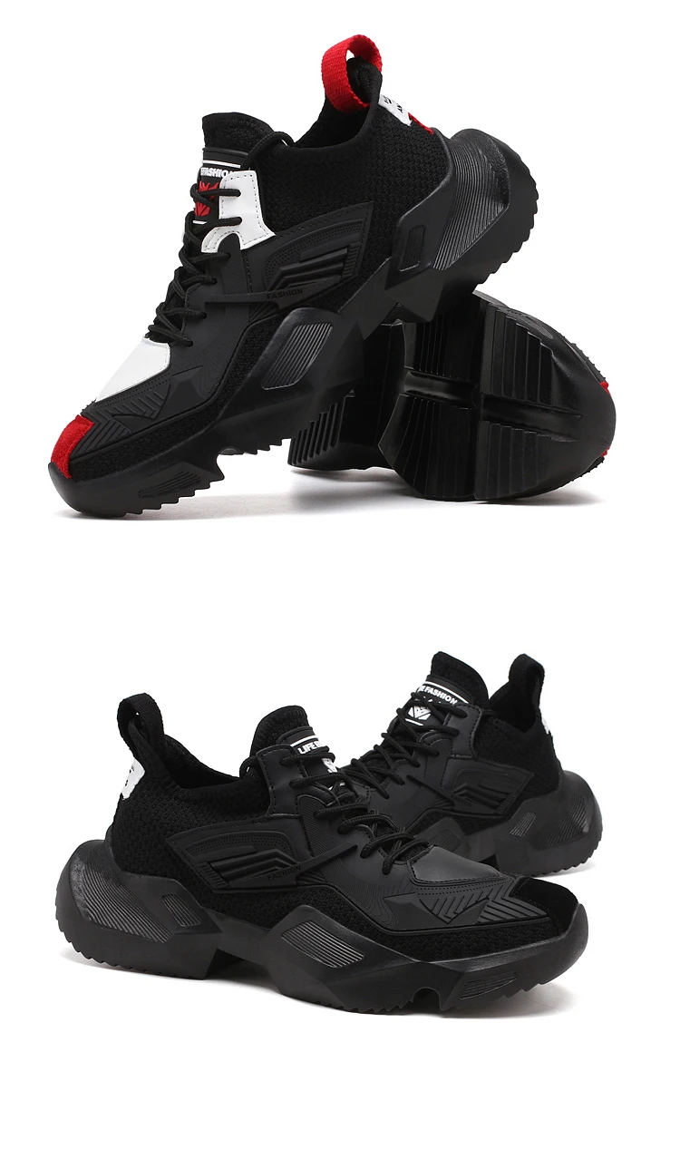 New Sneakers Men Shoes Casual mesh White Lace Up Comfortable Outdoor Breathable Fashion Heightening black Leather Shoes Male
