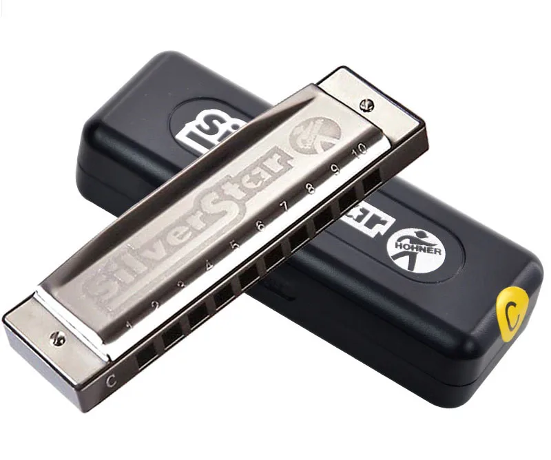HOHNER 10 дырочная гармоника Международная серебряная звезда диатоническая арфа, губная гармошка для блюза Ключ C блюз, Джаз группа музыкальный инструмент