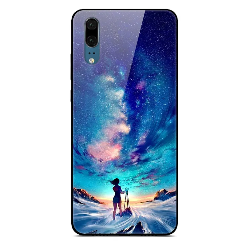Для huawei P30 P20 Pro Lite чехол из закаленного стекла для телефона черный силиконовый чехол-Бампер для huawei P20 Lite P 30 Lite P20 Pro - Цвет: 40