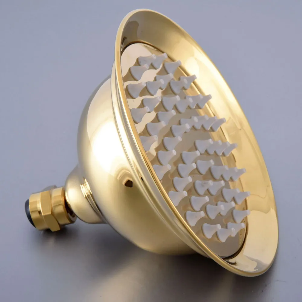 

6.3" inch Luxury Gold Color Brass Round Bath Rainfall Rain Bathroom Shower Head Bathroom Accessory (Standard 1/2") msh267