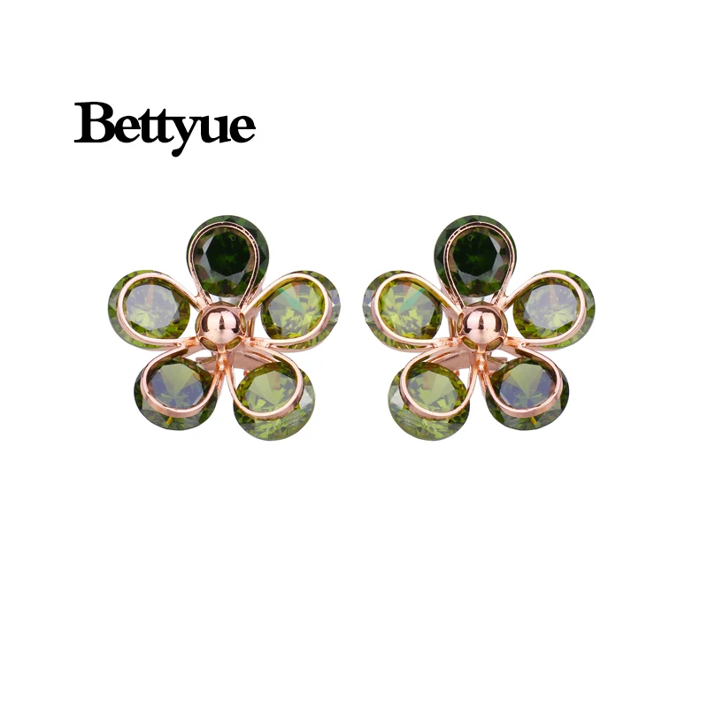 Женские серьги с цветком Bettyue Разноцветные фианитом AAA для свадебной