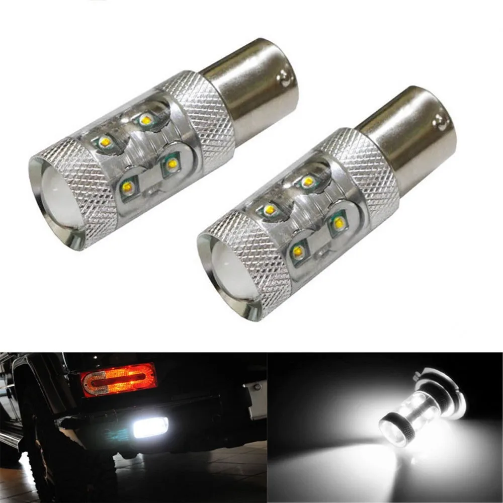 

2pcs 50W CREE Chips White Error Free 1156 7506 P21W BA15S R10W Led Backup Reverse Lights Canbus