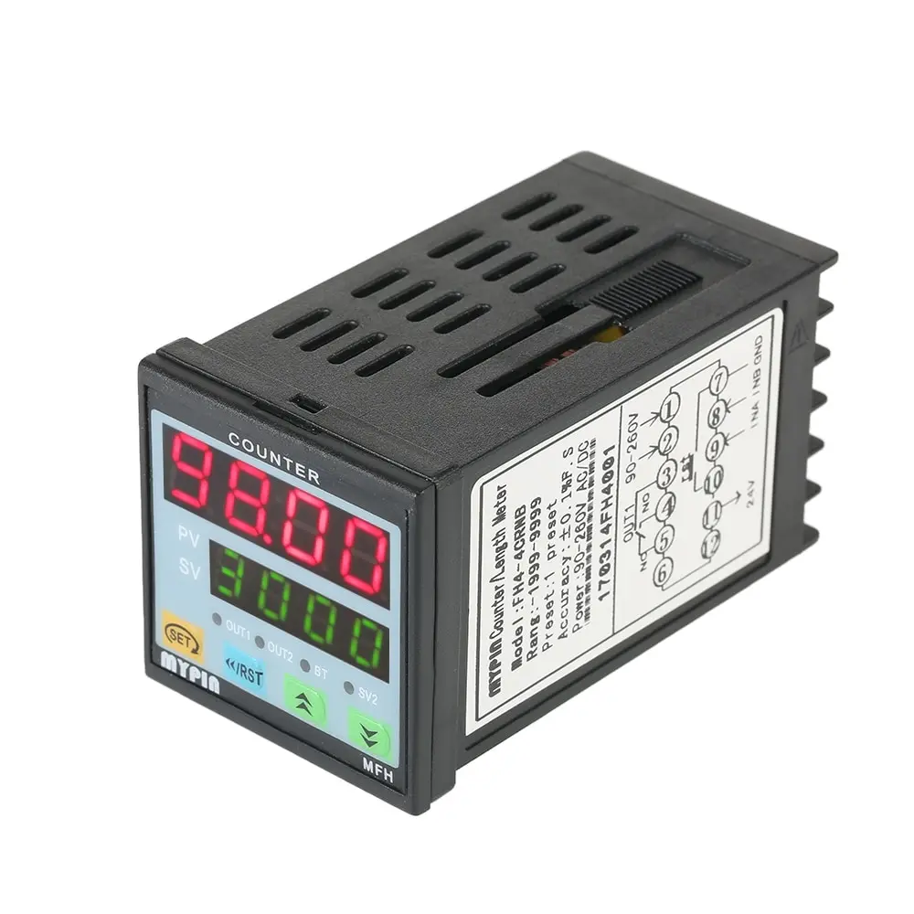 MYPIN 90 260V AC/DC предустановленных 4 цифровой счетчик многоцелевой Длина