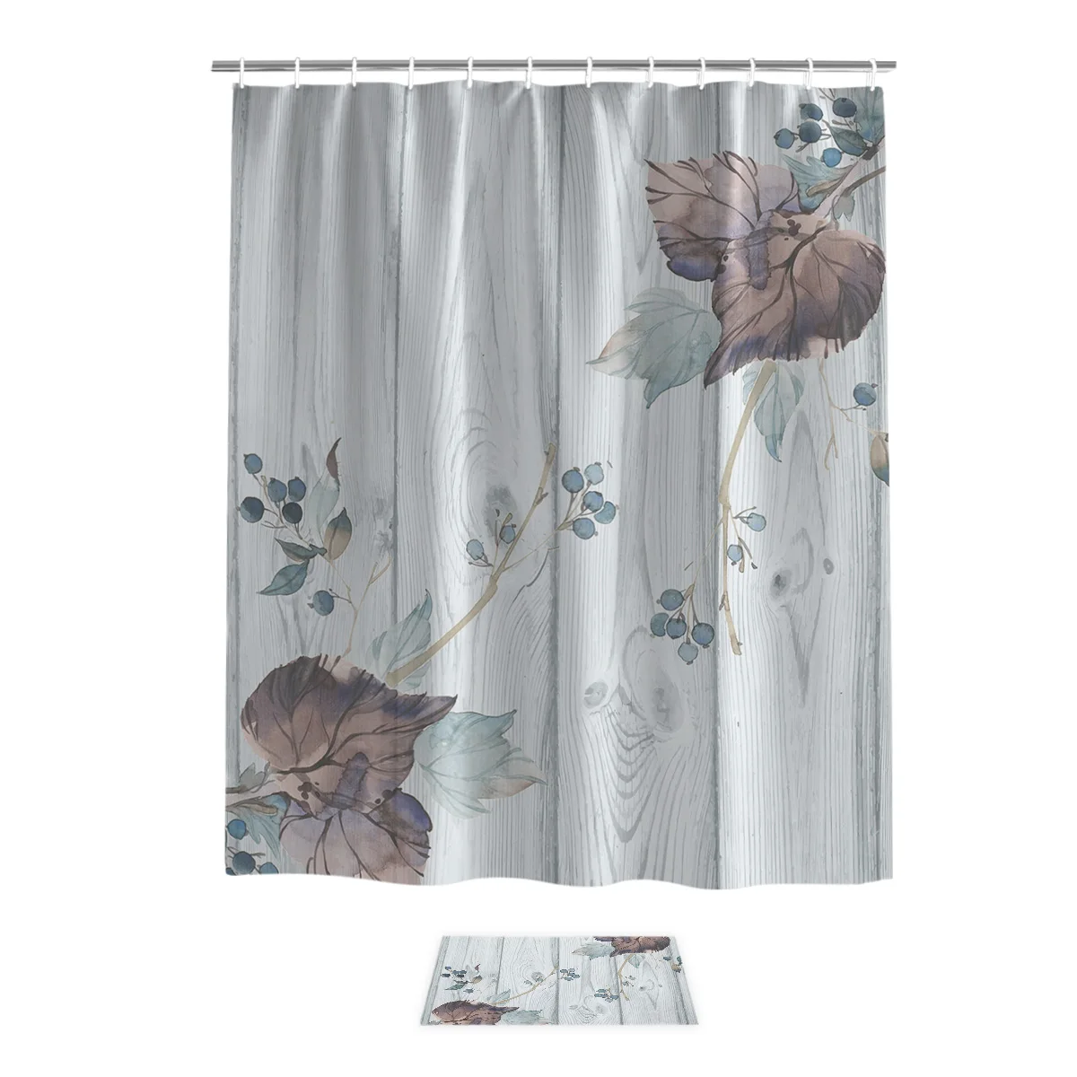 Белые деревянные цветы и листья растения занавески для душа наборы аксессуаров